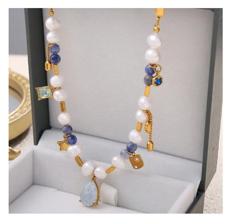 Collar Perlas Azul 2